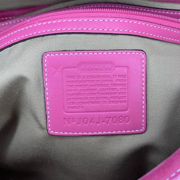 Y2K Coach 7080 Hot Pink SoHo Flap Suede Jacquard Signature C Shoulder Bag Purse - Picture 6 of 8